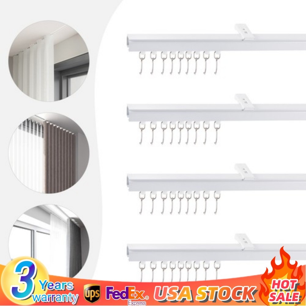 Curtain Track w/ Hooks 9ft-12ft Aluminium Ceiling Mount Curtain Tracks Scalable