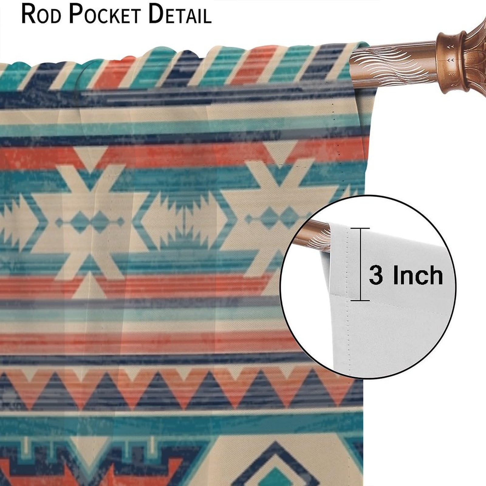 Aztec Thermal Insulated Curtain, Native Western Fantasy Boho Tribal Southwest…