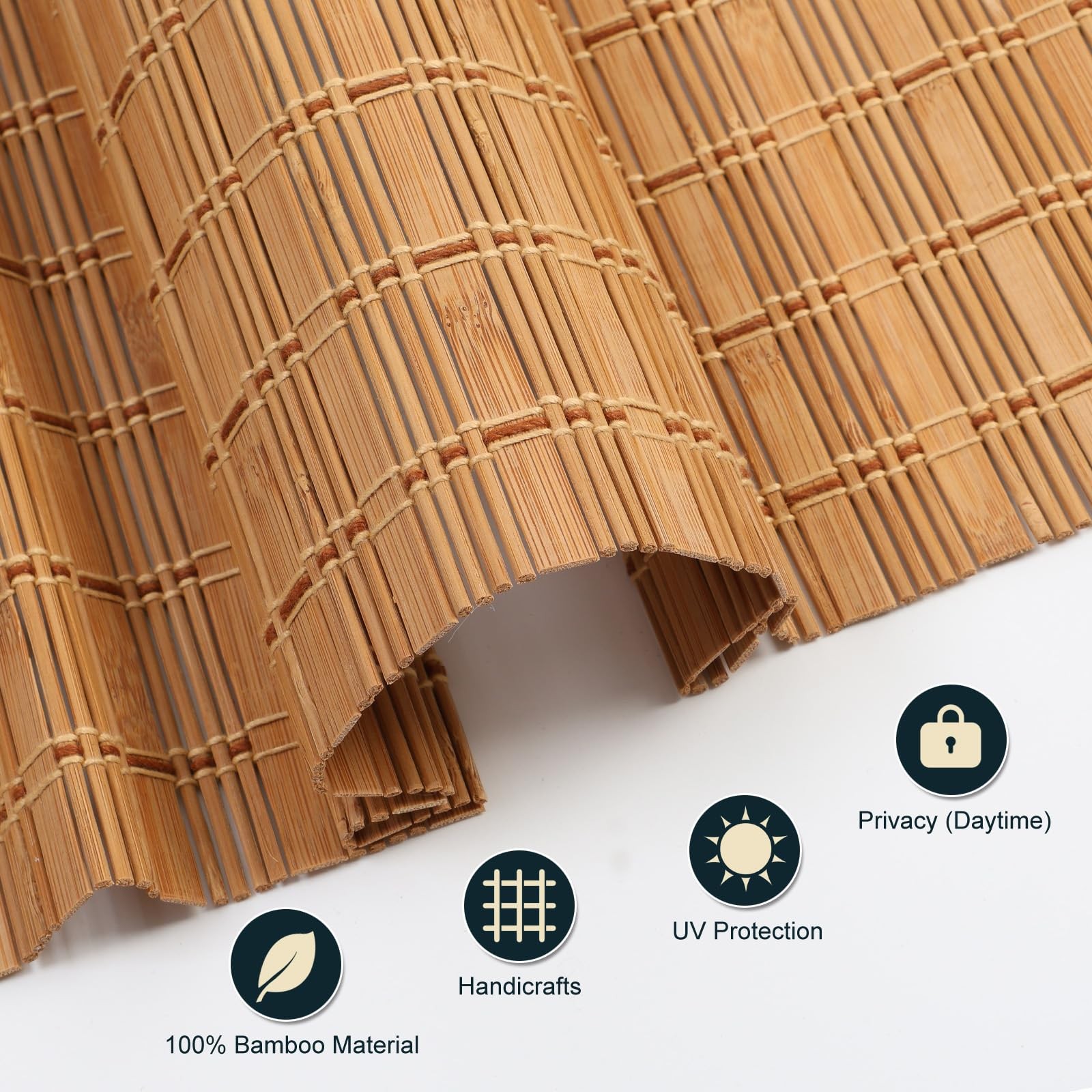 Cordless Wood Window Blinds, Bamboo Sheer Light Filtering Woven Roman Shades,…