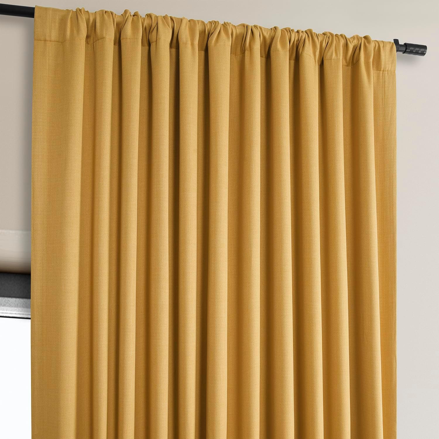 Faux Linen Curtains 100×96 Room Darkening Extra Wide Drapes Gold Panel