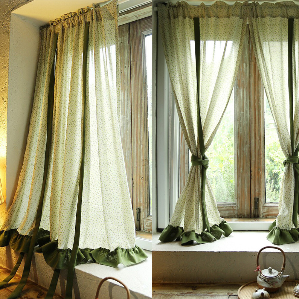 Bohemian Short Curtain Tie-Up Print Window Cafe Cabinet Drape Valance Home Decor