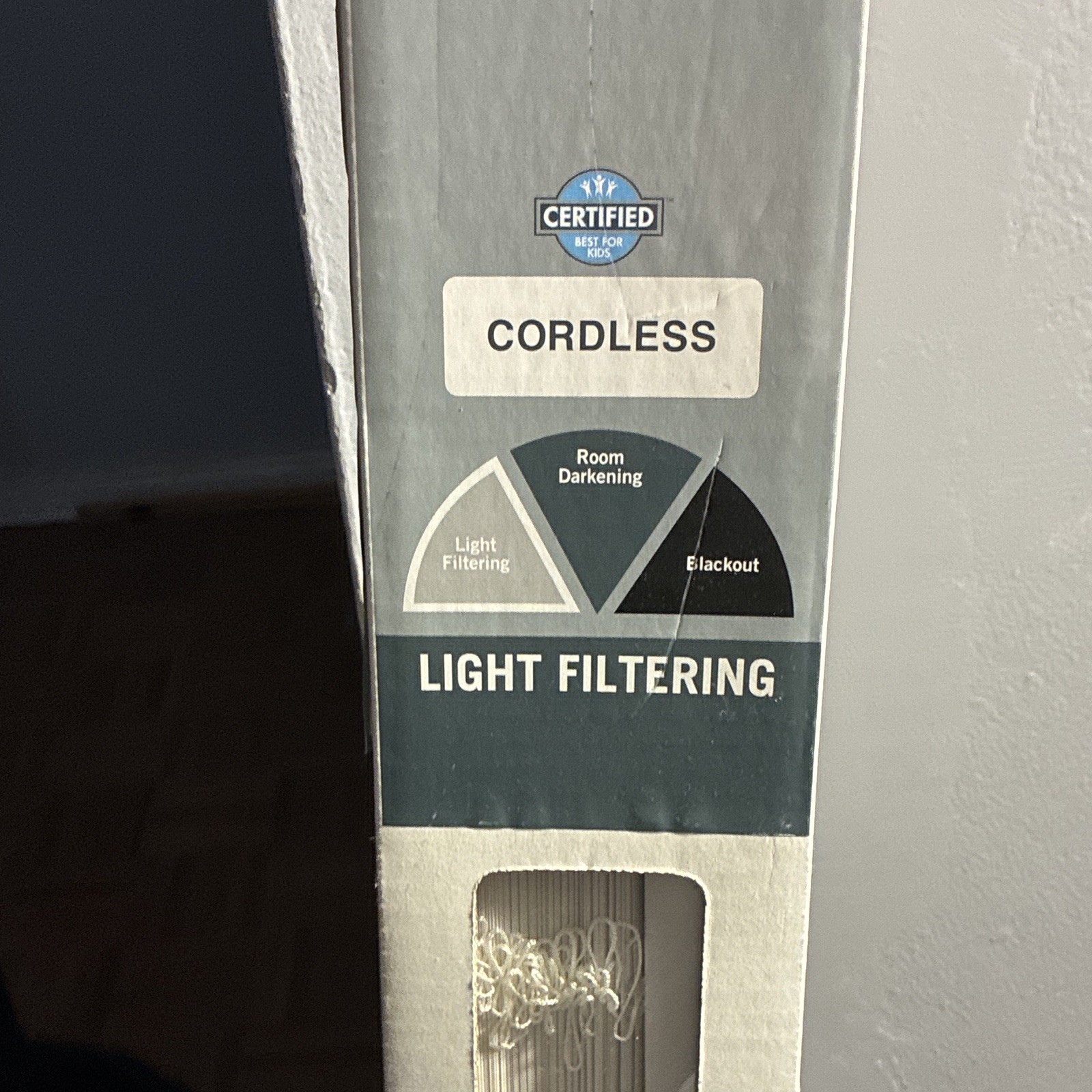 Cordless Vinyl Horizontal Blinds 29 in x 64 in White Light Filtering