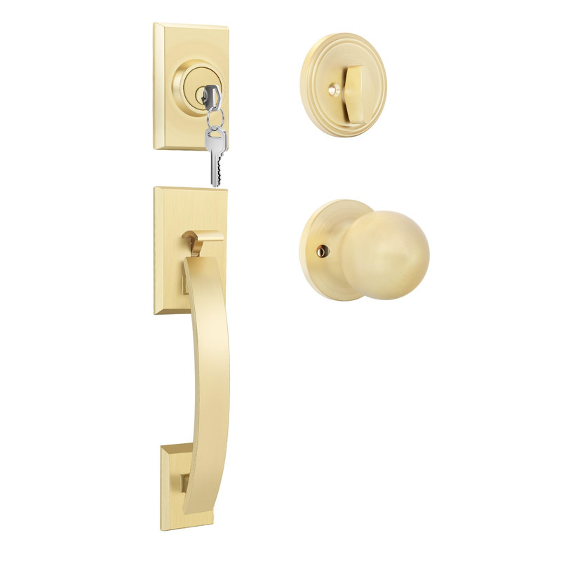 Haidms Front Door Lock Set Gold Front Door Handle And Deadbolt Set Entry Door