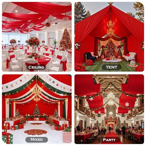 Tent Draping Curtain Red 40ft Ceiling Party