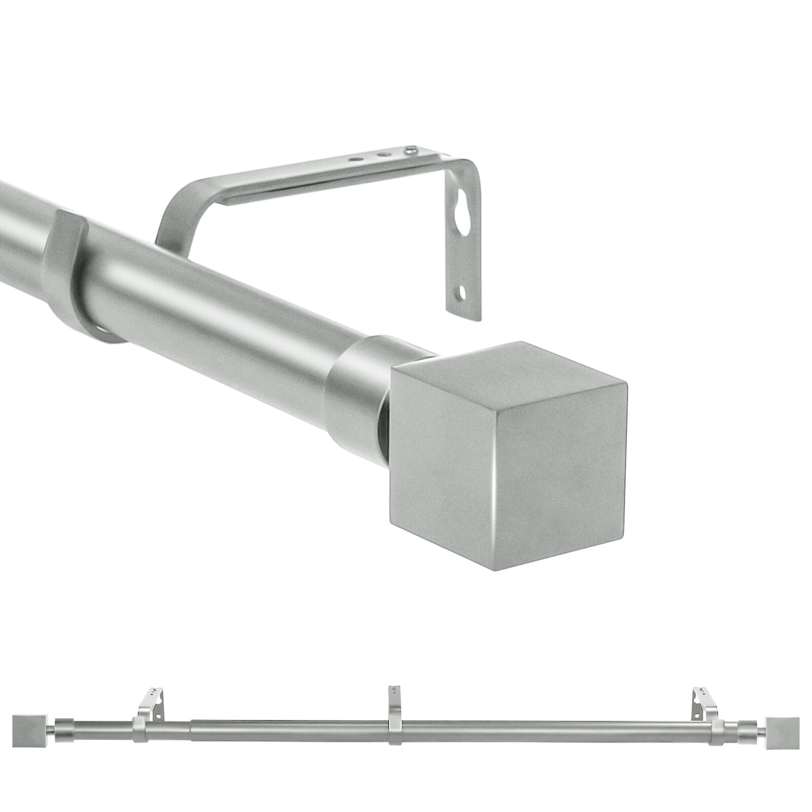1″ Wright Adjustable Single Drapery Curtain Rod, 28”-48″/48″-84″/84″-120″