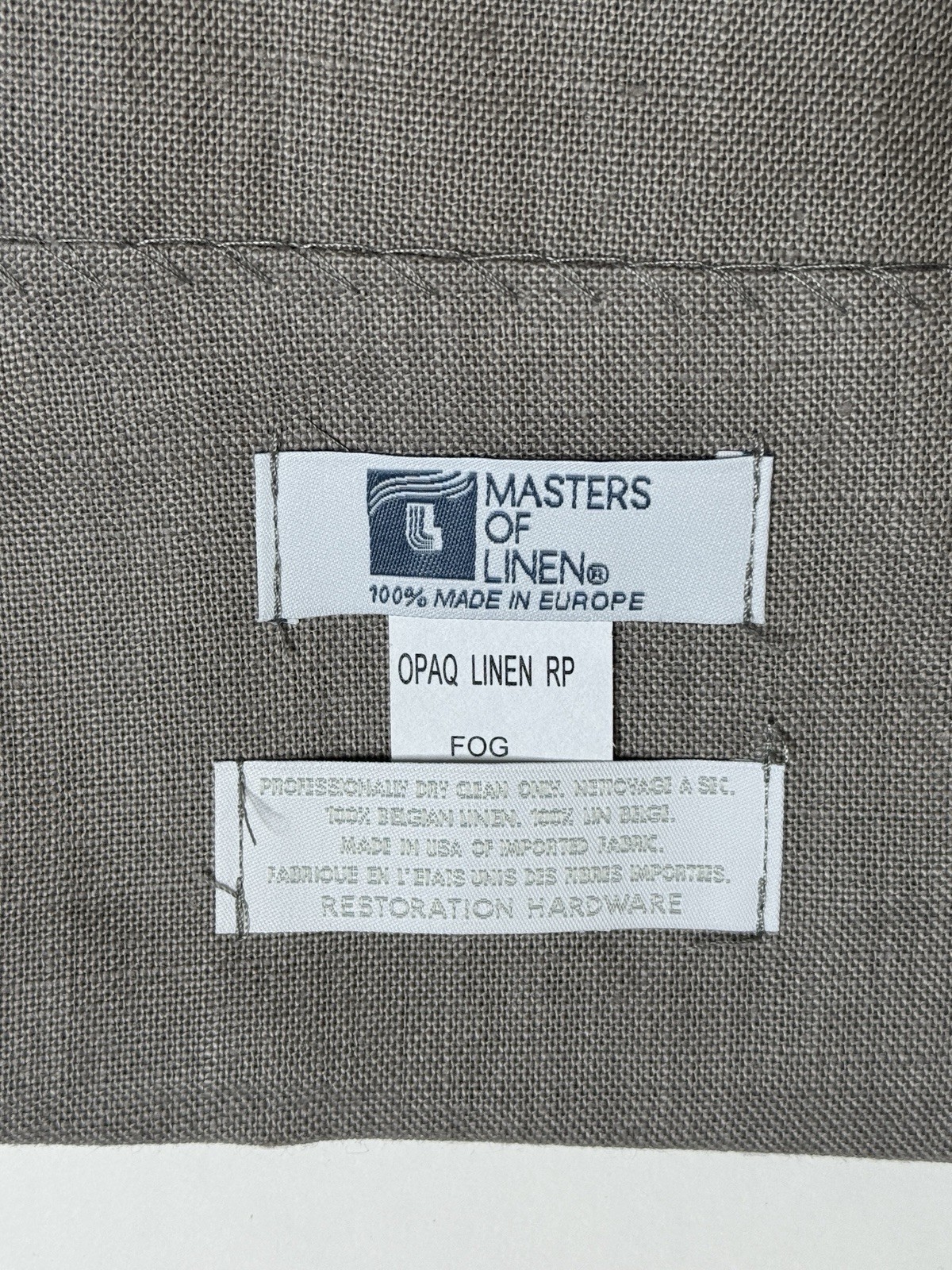 Restoration Hardware Opaque Belgian Linen Drapery RP 50″W x 96″L Fog NEW $330