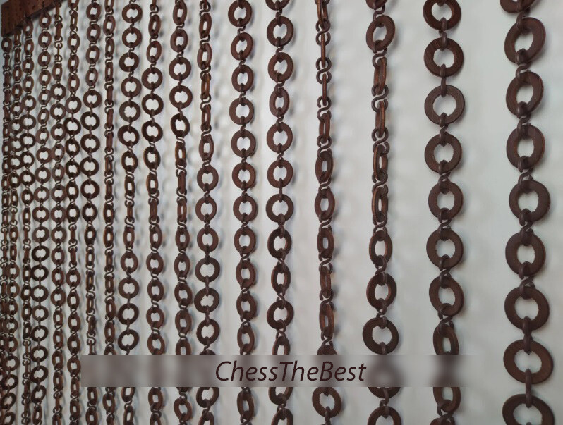 Curtain Bead Door, Custom Size Beaded Room Curtains, Wood Beads Handmade Curtain