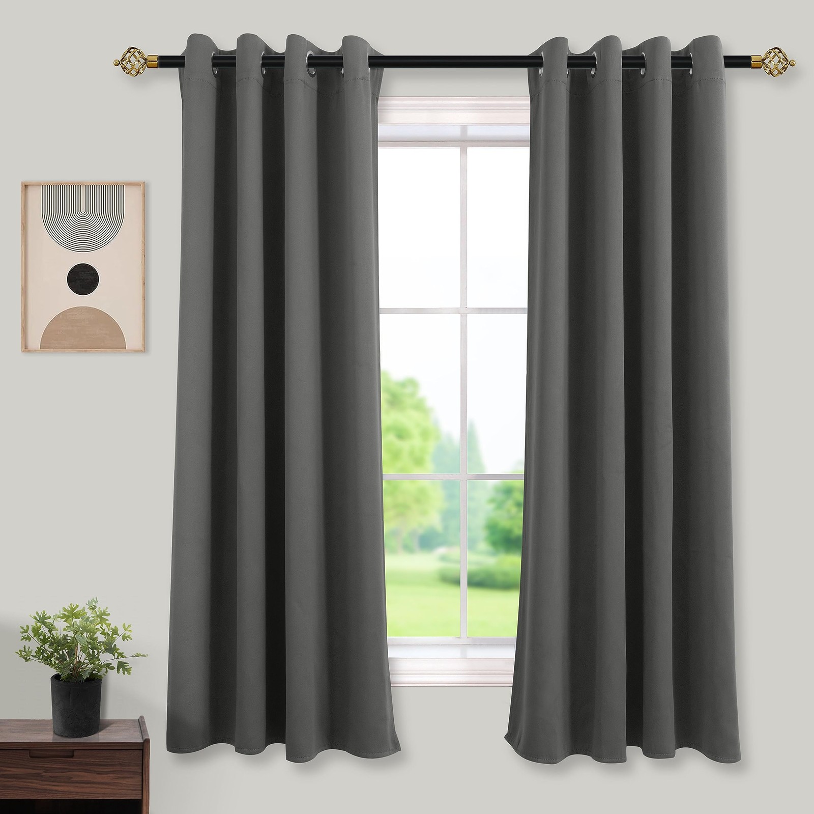 Mrs.Naturall Blackout Curtains for Bedroom, 52″ Wide x 63″ Length Thermal Ins…