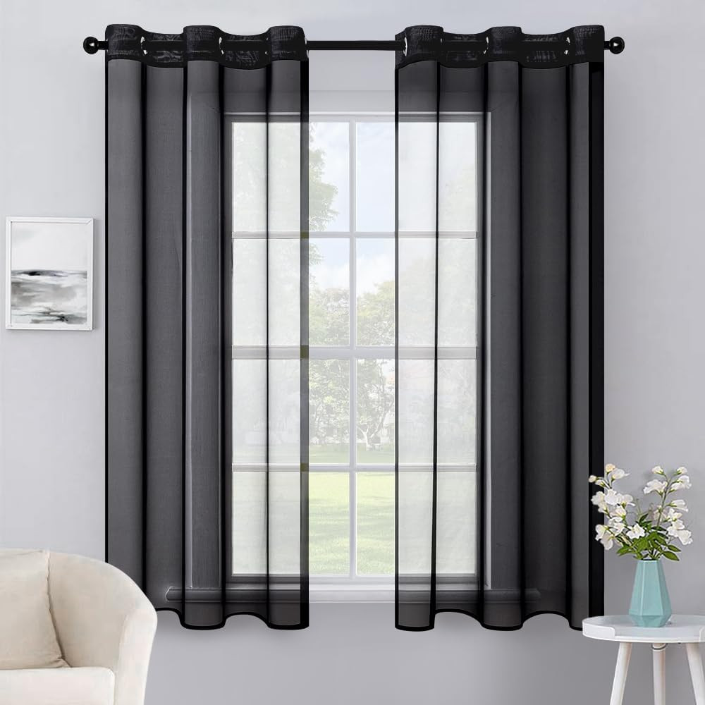 MIULEE Solid Color Sheer Curtains 63 Inches Long 2 Panels Set – Fall Elegant Lig