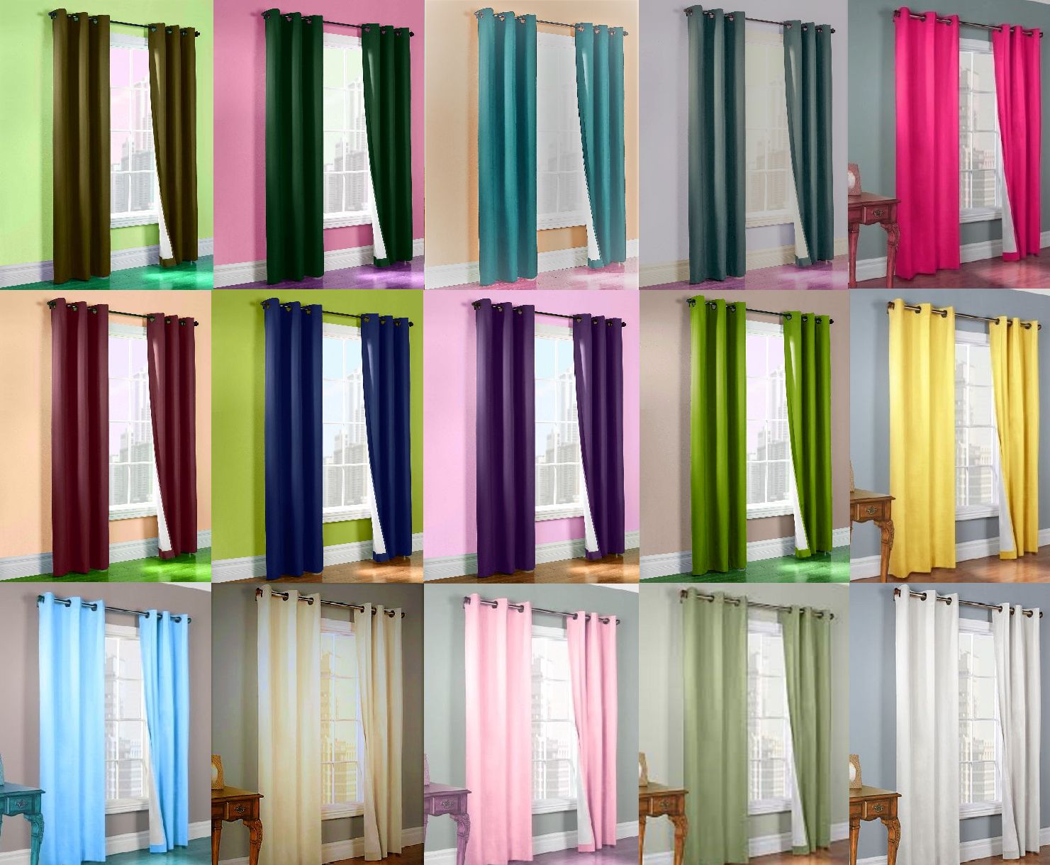 1 SET 2PC LINED HEAVY THICK BLACKOUT GROMMET WINDOW CURTAIN PANEL TREATMENT K86
