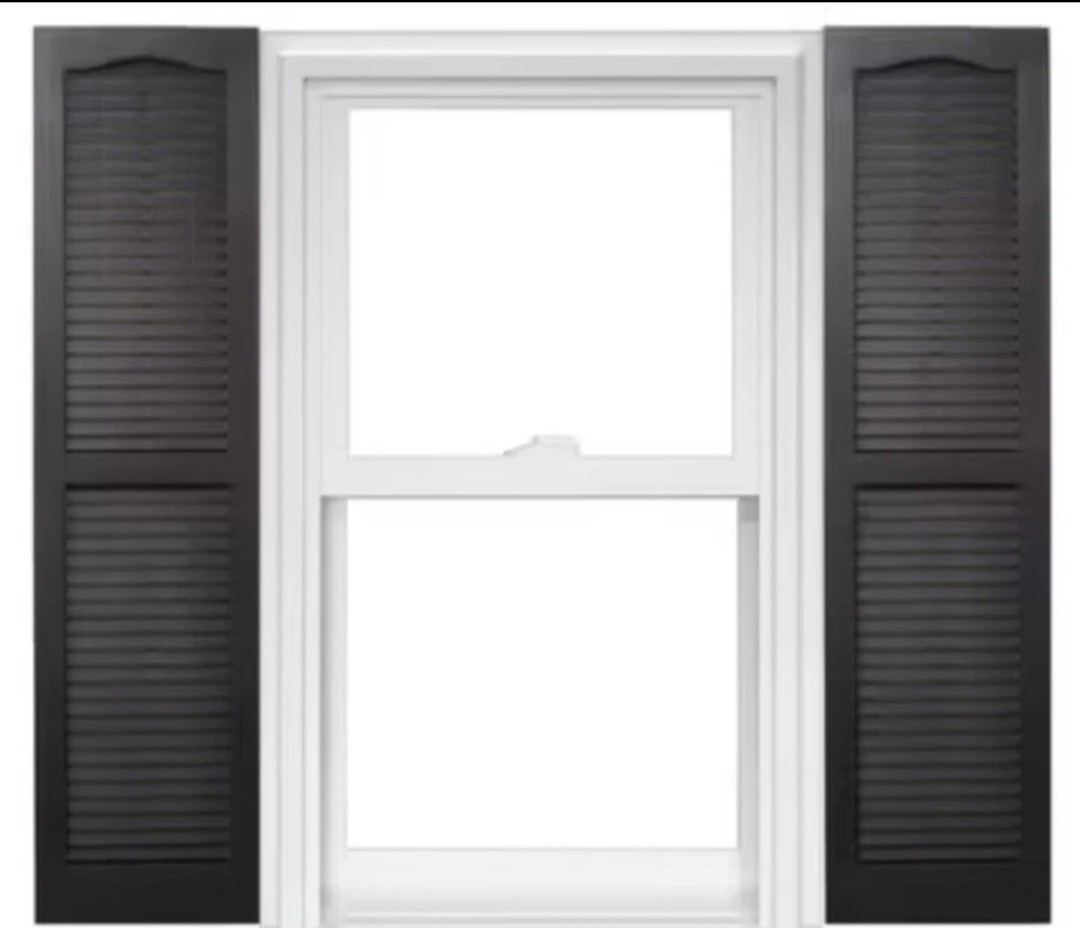 Severe Weather Exterior Shutters Pair Black 15″ x 63″ Louvered Panel Vinyl