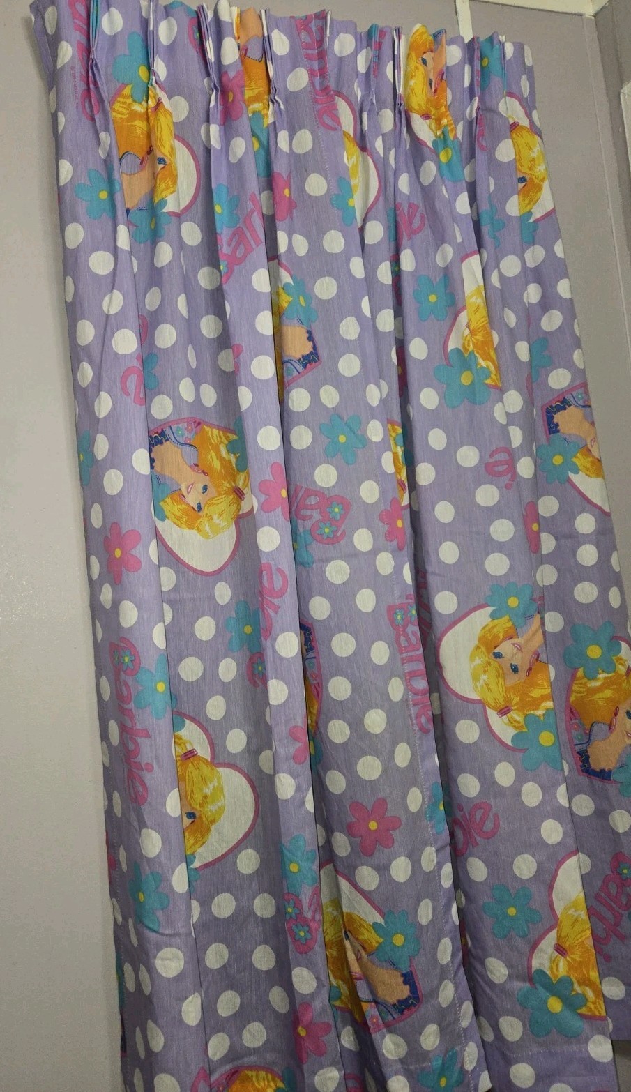 Barbie Curtains pinch pleated front draperies Lavender Purple 1991 Vintage RARE