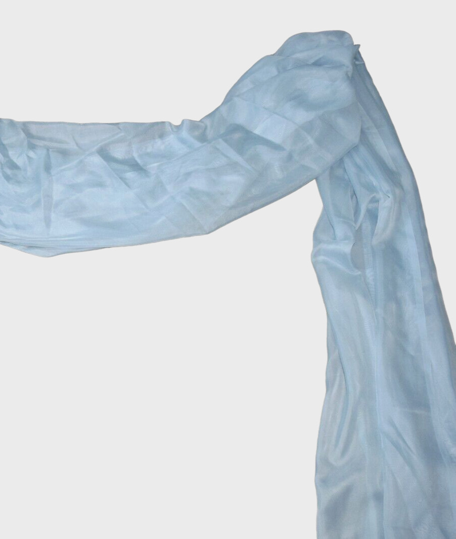 Vtg 80s JcPenney Sheer Blue Window Scarf Curtain Topper 60″x108″ Drape Decor