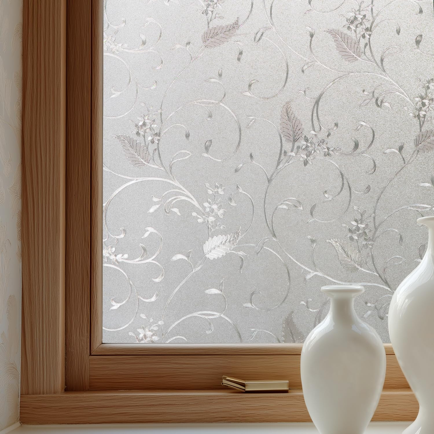 Window Privacy Film Decorative for Front Door, Bathroom Static Cling Stained Gla