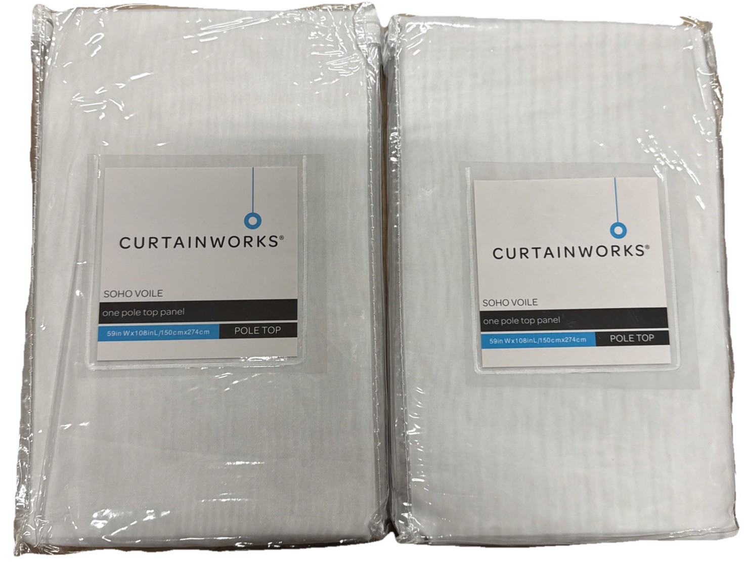 Curtain Works Soho Voile One Pole Top Panel White 2 Pack (59”x108”x150cmx274cm)