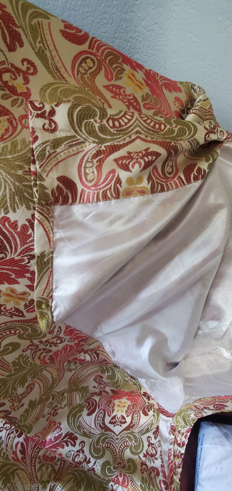 Pier 1 Curtains Jaquard Lined Pole Pocket 54 X 84 Green Pink Beige