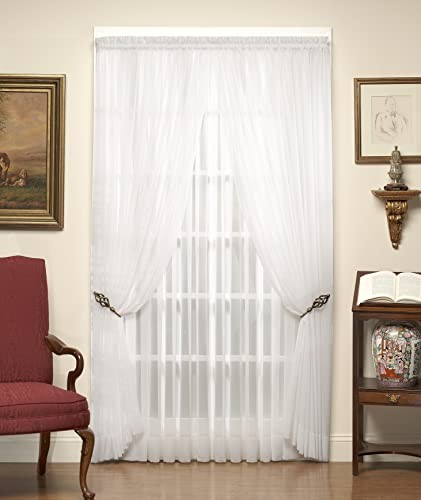 Premium Voile Sheer Kitchen Curtain 60×63 Inch 100 Polyester Easy Care
