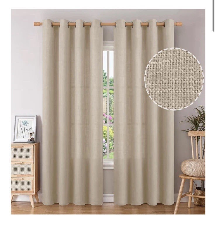 BGment Linen Look Curtains 52×84 Set 2 Light Filtering Oatmeal Grommet