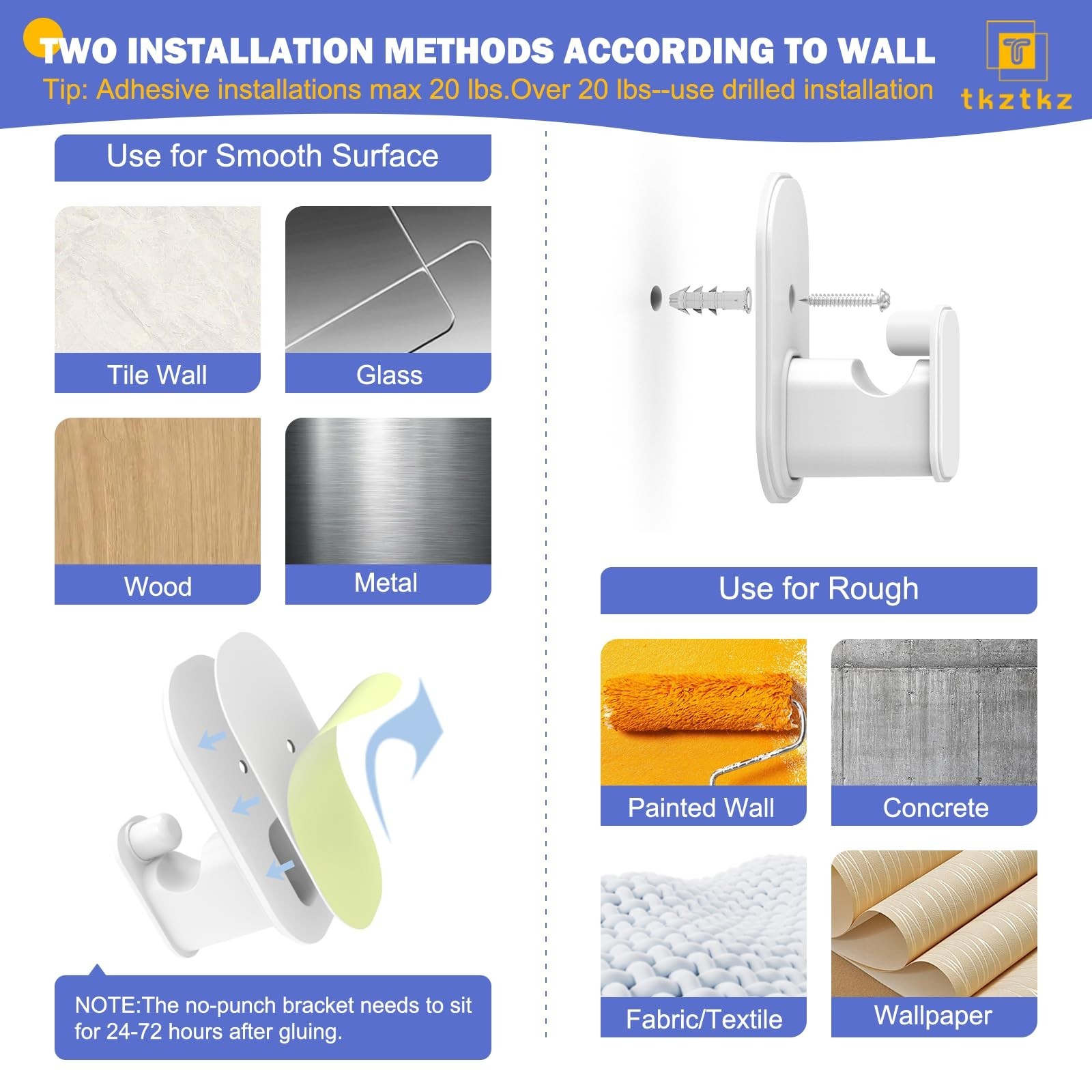 TKZTKZ Curtain Rods No Drilling for Windows 18 to 28 Inch:No Drill Small Whit…