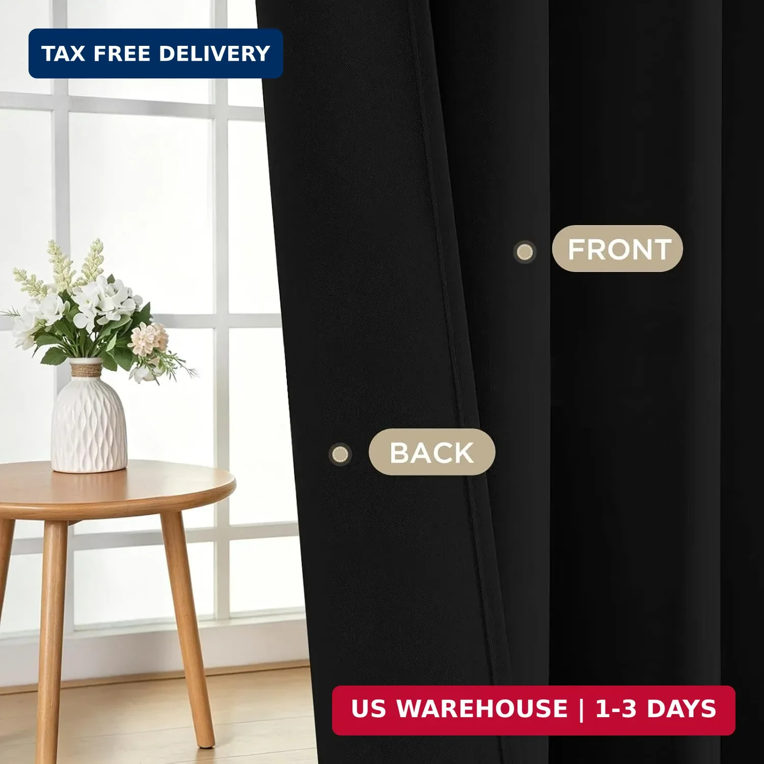 Joydeco Blackout Curtains for Bedroom 95 Inch, Black Curtains with Grommets, Noi