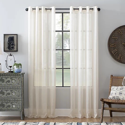 52×63” Archaeo Akari Textured Linen Blend Grommet Curtain Panel In Ivory