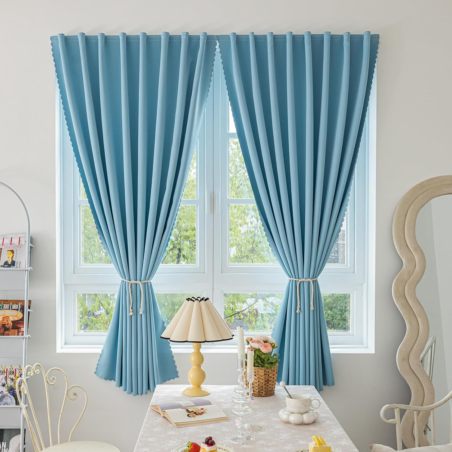 Magic Tape Stick on Curtains Blackout Curtains for Bedroom no Drillng Self Adhes