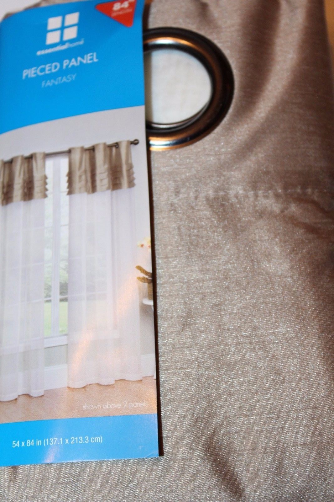 Essential Home Pieced Panel Fantasy Window Curtain Set – Taupe 54×84″