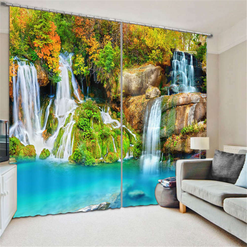 Many Waterfall Pools 3D Curtain Blockout Photo Printing Curtains Drape Fabric