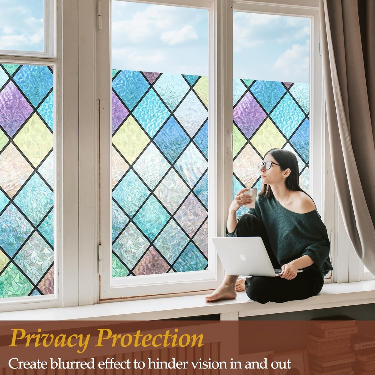 UV Blocking Rainbow Window Film – Stained Glass Effect for Home 17.7 x 78.7