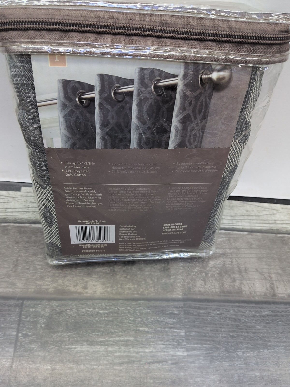 allen + roth Keldgate 84 in Graphite Gray Single Grommet Top Curtain Panel (F3)