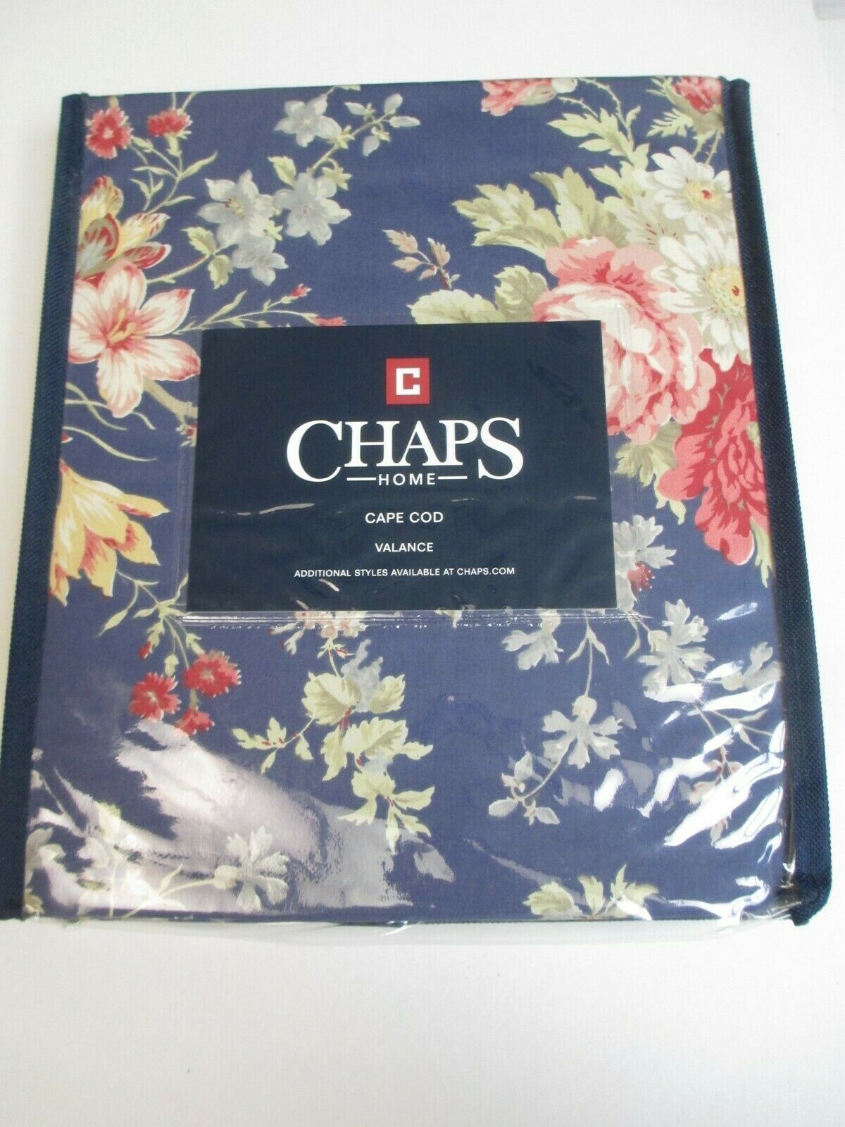 Chaps CAPE COD Cottage Blue Rose Floral Window Valance