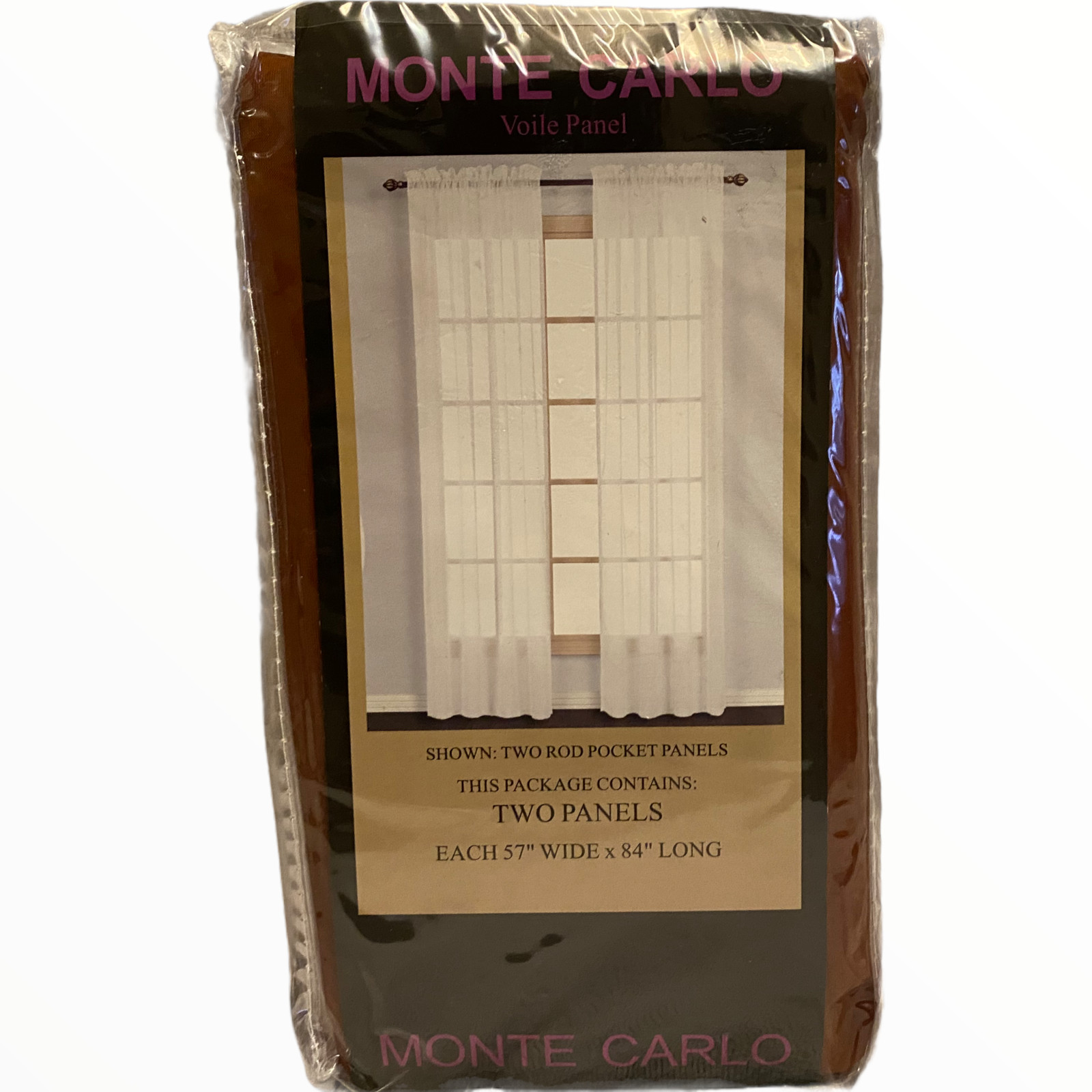 Monte Carlo Sheer Voile Rod Pocket Window Curtain Panel