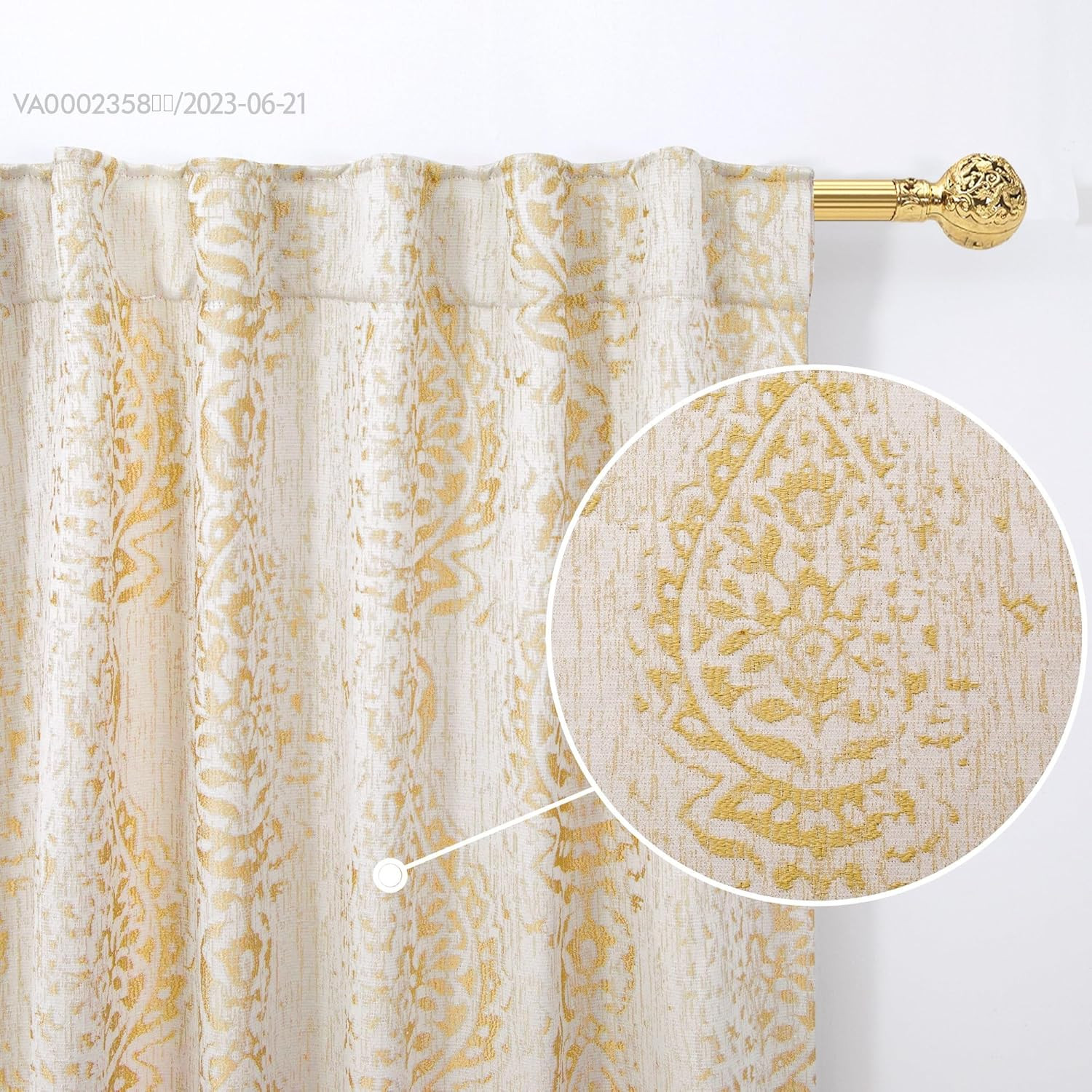 Elegant Damask Pattern Back Tab Curtains by Mrs. Naturall – Stylish Home Decor