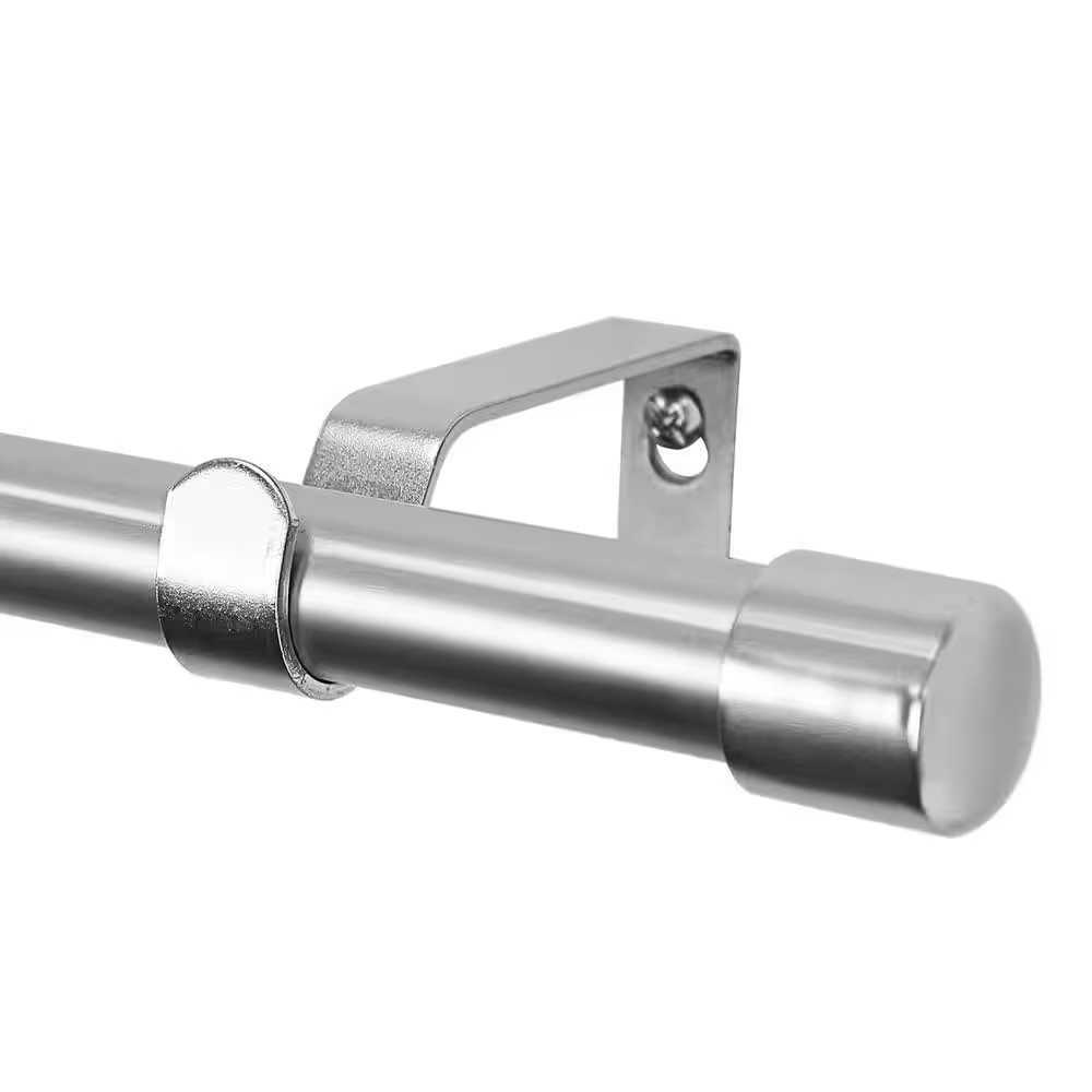 24 In. – 48 In. Telescoping 3/4 In. Single Curtain Rod in Ellis Satin Nickel