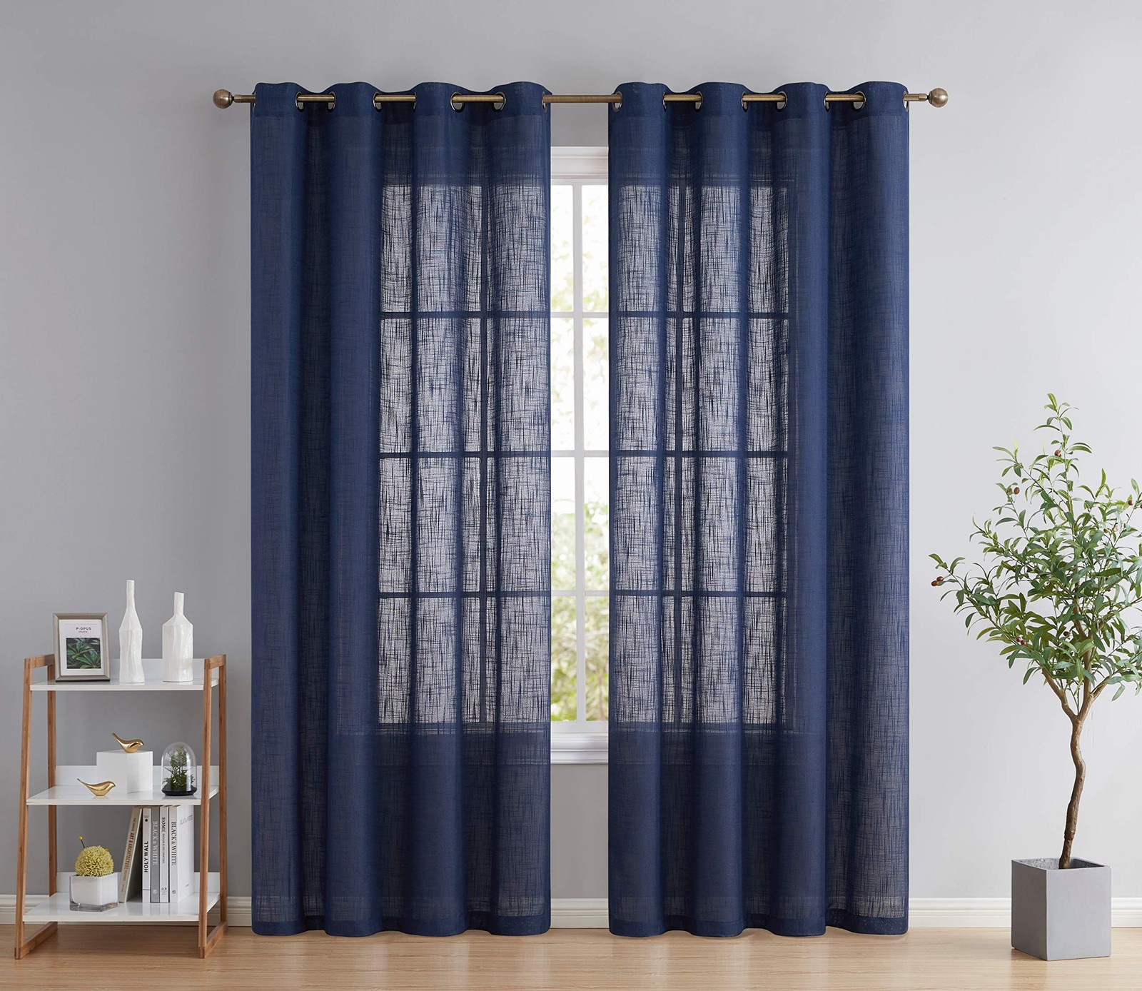 Hlc.Me Abbey Faux Linen Textured Semi Sheer Privacy Light Filtering Transparent