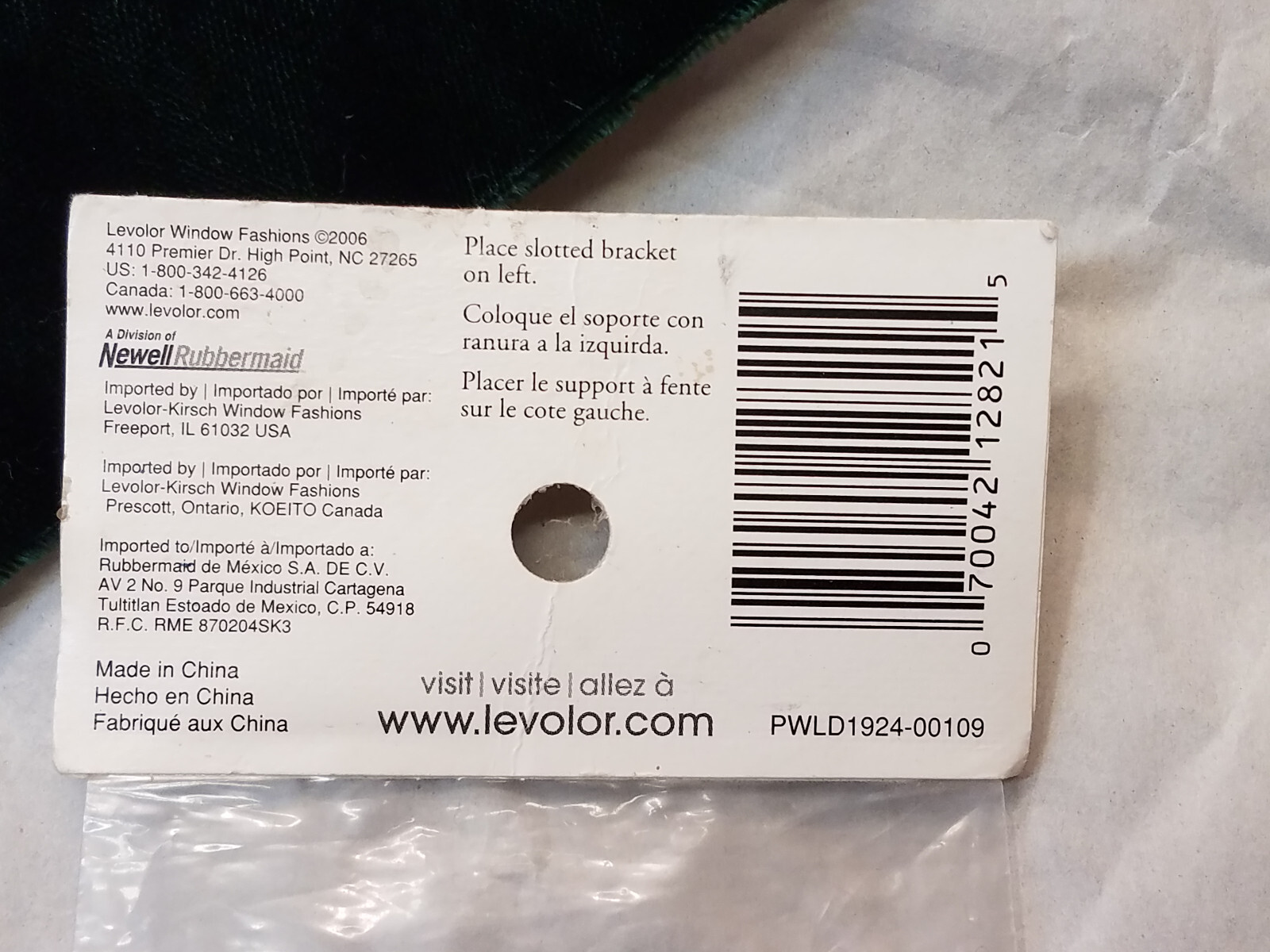 Levolor 12821 Outside Mount Window Shade Brackets