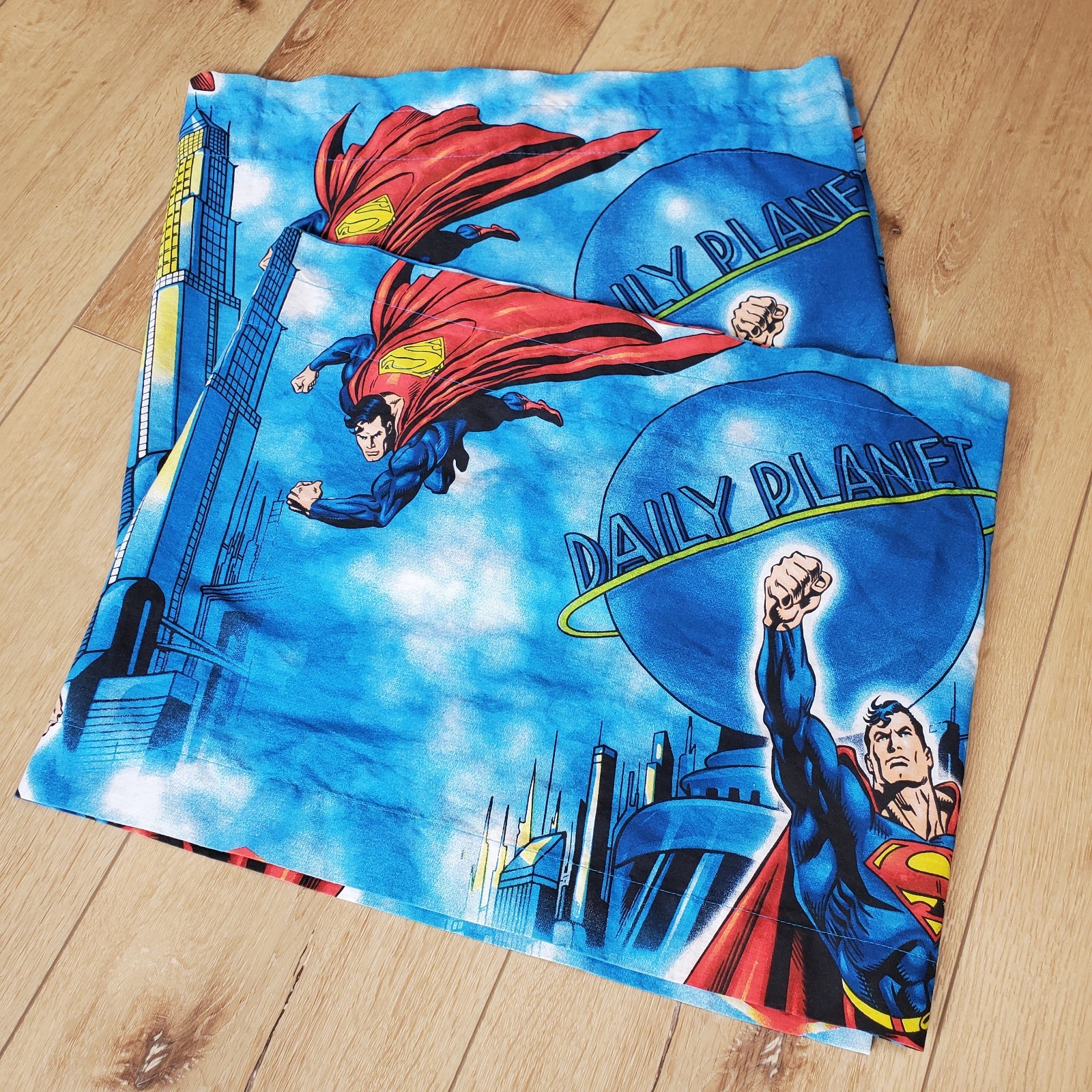 SUPERMAN Daily Planet Gotham DC Comics Window Valance Curtain Set Lot Of 2 83×16