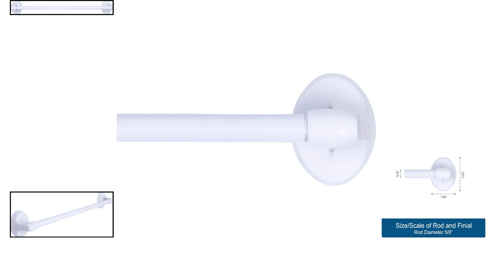 Elegant 5/8″ Multi-Use Magnetic Curtain Rod, Adjustable 16″–28″ – White Finish