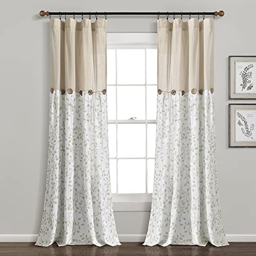 Linen Button Botanical Garden Window 40″W x 84″L (Pack of 1) Neutral & Green