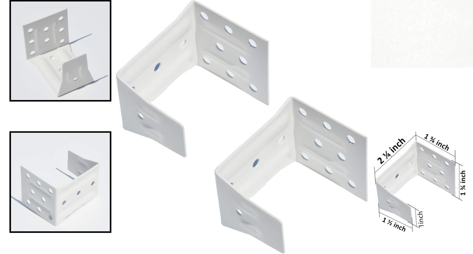 White Alloy Steel Center Support Brackets for 2″ Headrail Blinds – 2 Count