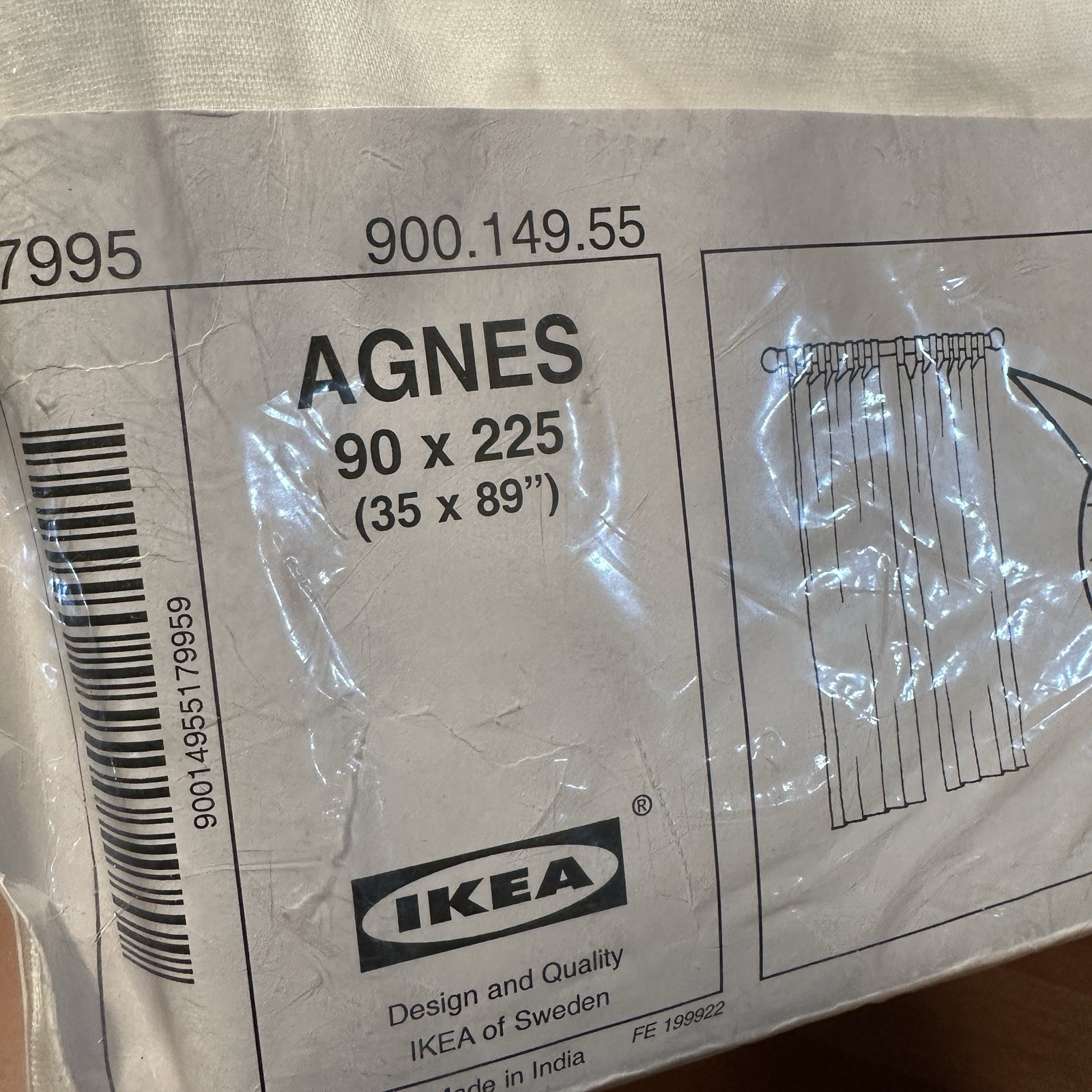 Ikea White Curtain Panels Set of 2 100% Cotton Tab Top Unlined Agnes Vtg 1995