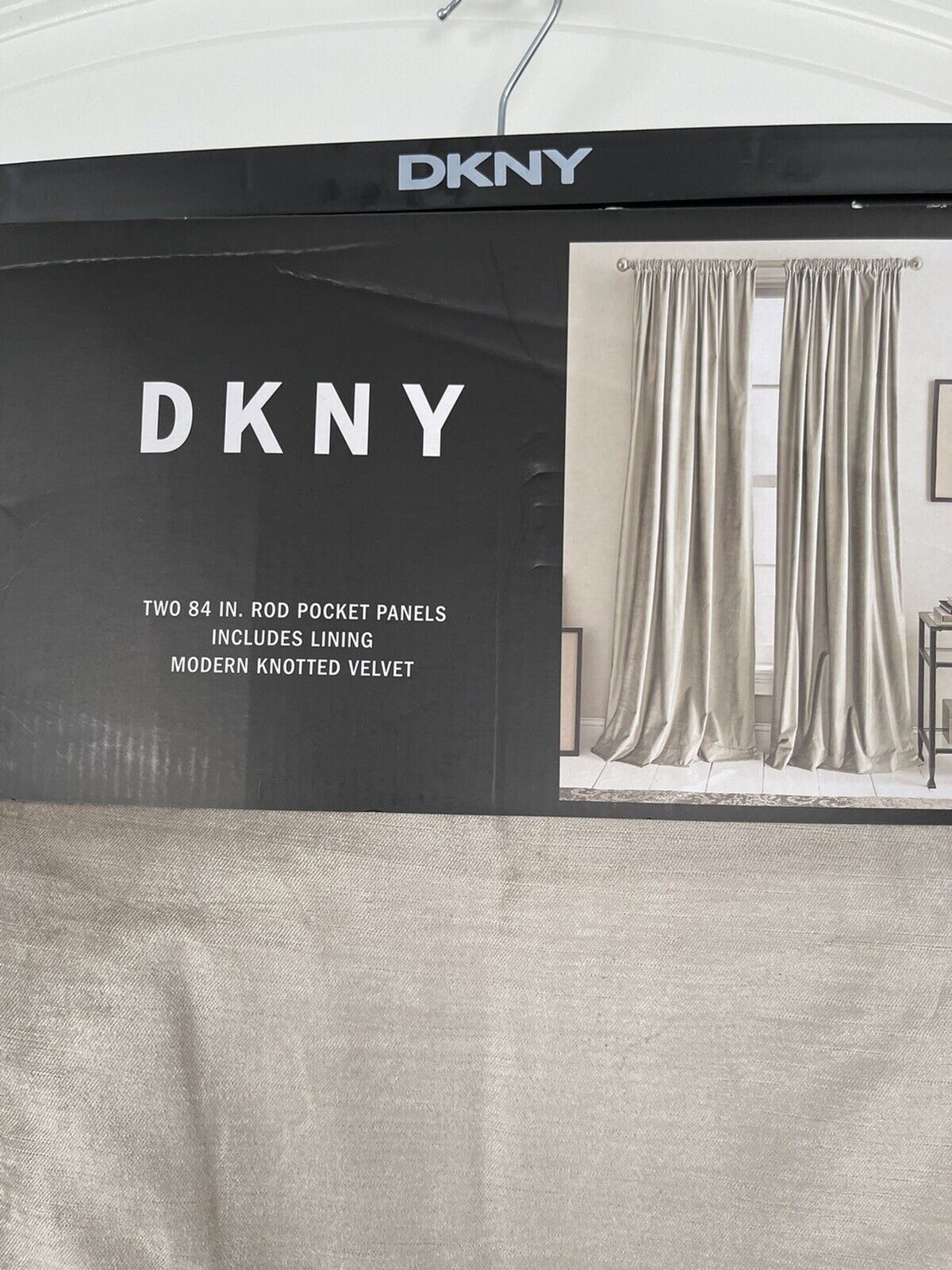 DKNY Two 50″ x 84″ Pocket Panels Includes Lining Modern Knotted Velvet Champagne