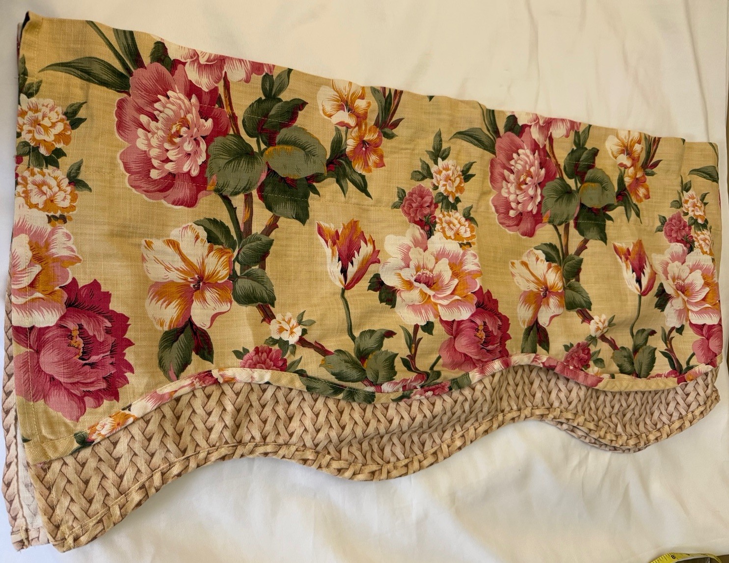 Ralph Lauren AMERICAN LIVING Floral Plaid SCALLOPED layered VALANCE beige 72×17