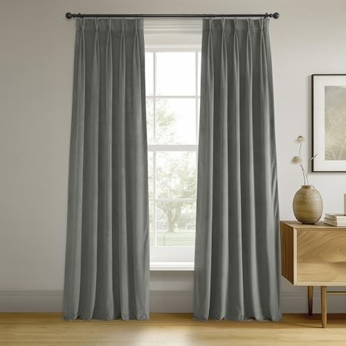 Velvet Blackout Curtains/Drapes – 108 25″W x 108″L (Pack of 1) Silver Grey