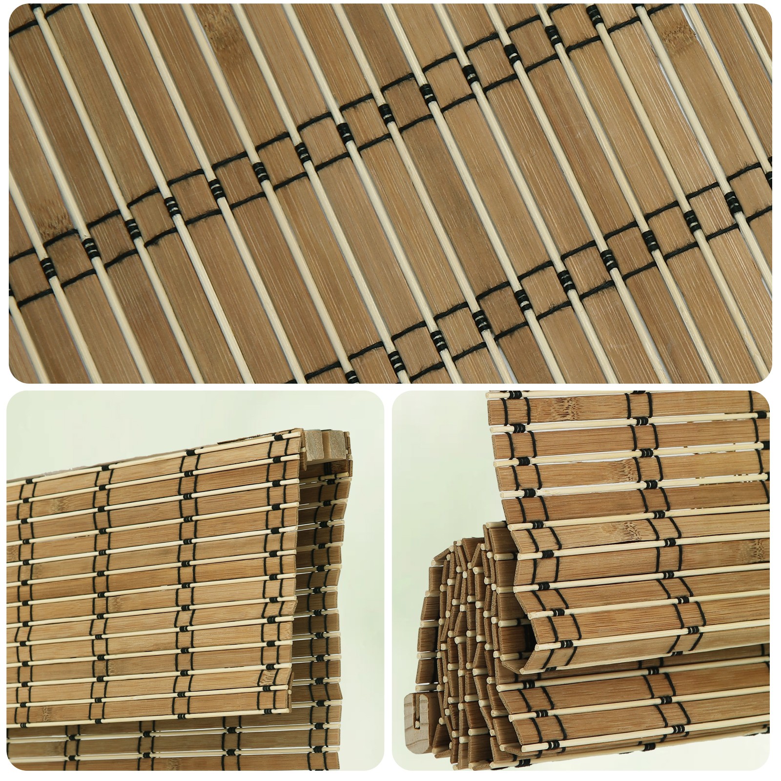 Changshade Cordless Bamboo Window Blinds Sun Shade, Light Filtering Roman Blinds