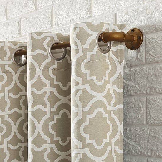 Sun Zero Barnett Blackout Grommet Curtain Panel 40″x95″ Taupe Trellis