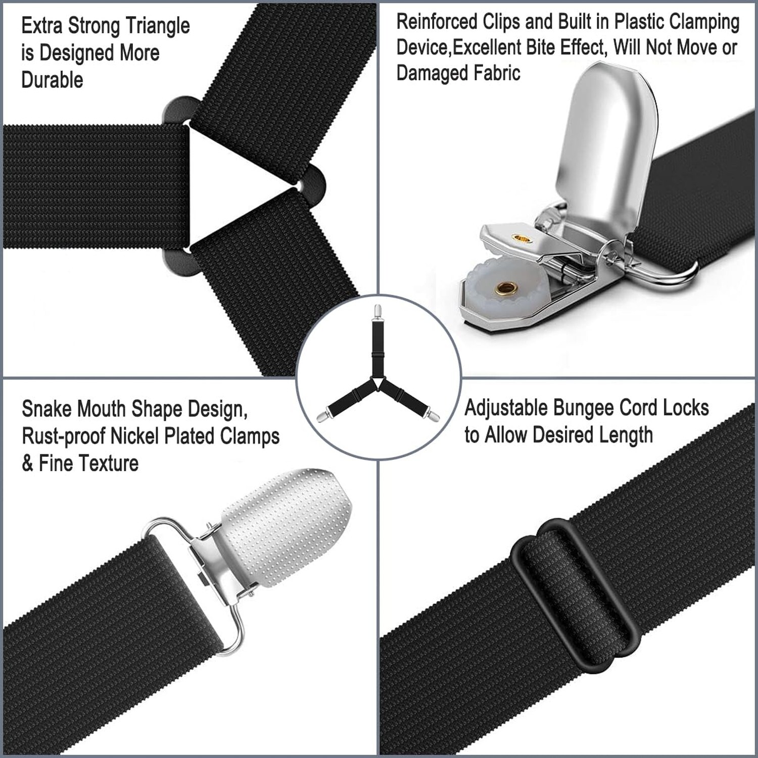 Bed Sheet Holder Straps,4 PCS Adjustable Elastic Fasteners with Metal Clips, …