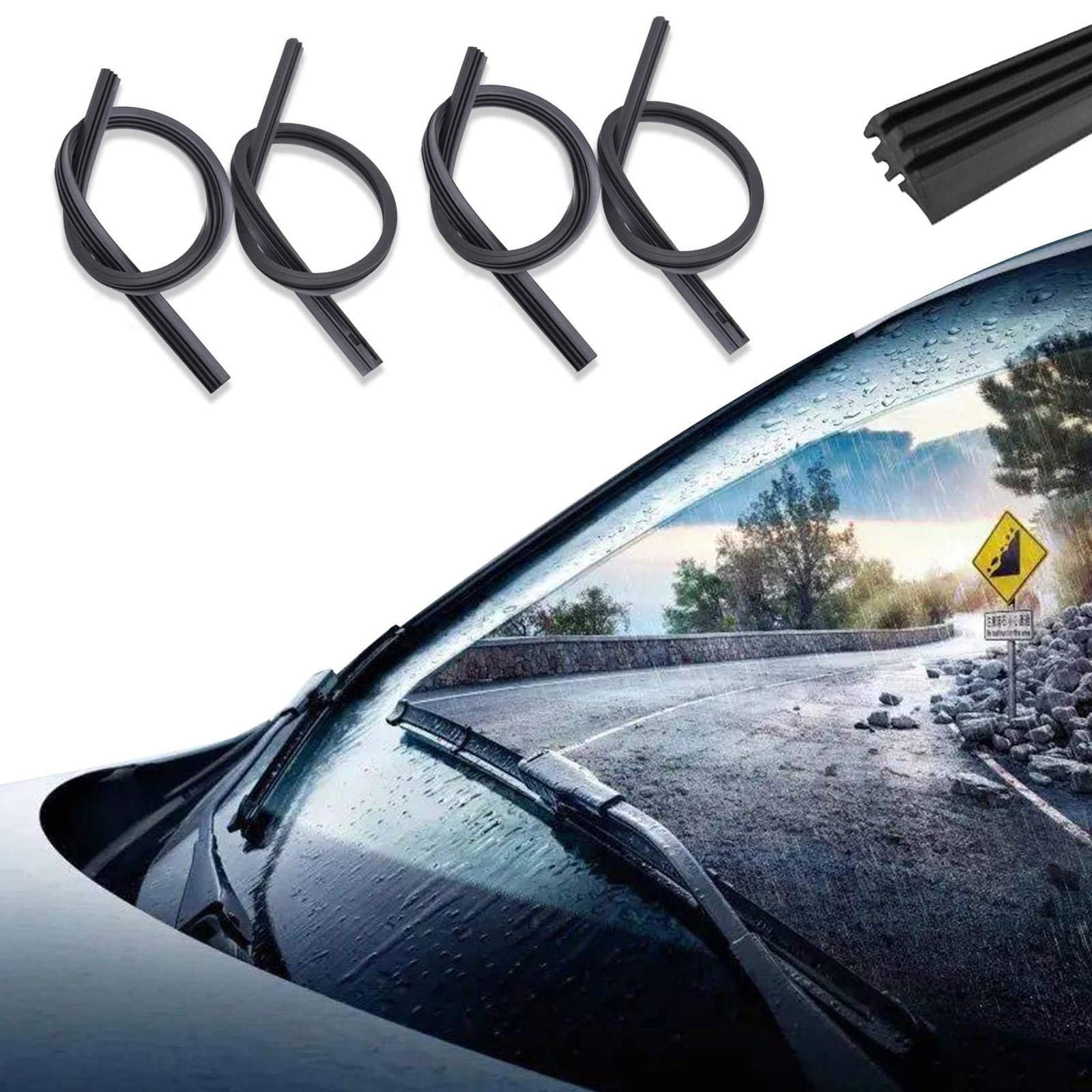 4PCS Wiper Blade Refill, 24 inch DIY Adjustable Universal Replacement Wiper B…