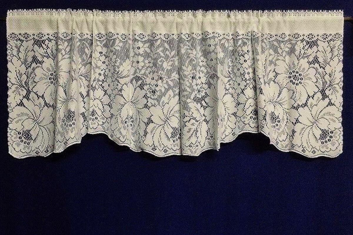 61″ x 19″ Lace Valance Ivory Ainsley Cotton Blend Livingroom Bedroom