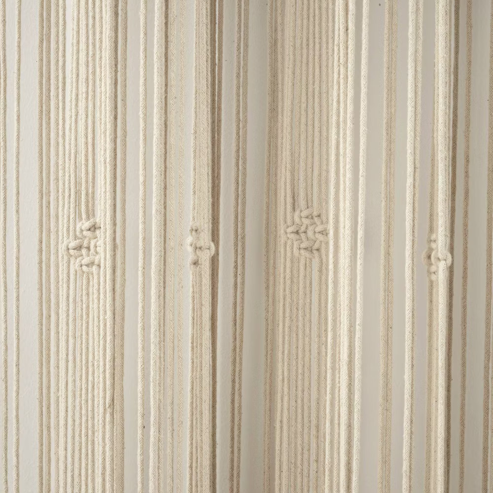 1pc 40″x84″ Light Filtering Boho Macrame Tassel Curtain Panel Tan – Lush